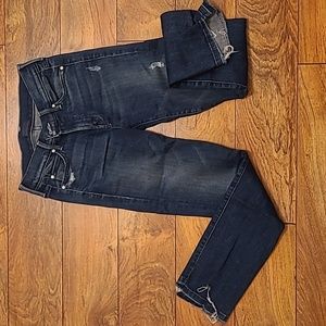Mother Rascal Jeans 24 Dark Graffiti with undone step fray